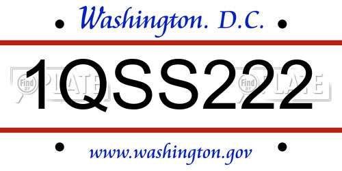 1QSS222 District Of Columbia License Plate