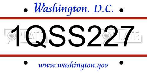 1QSS227 District Of Columbia License Plate