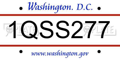 1QSS277 District Of Columbia License Plate