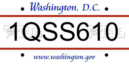 1QSS610 District Of Columbia License Plate