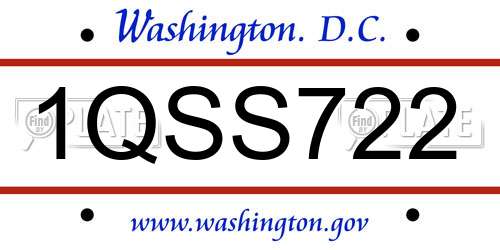 1QSS722 District Of Columbia License Plate
