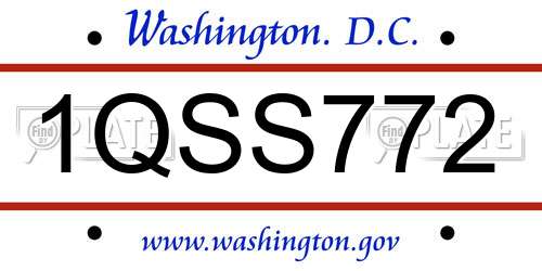 1QSS772 District Of Columbia License Plate