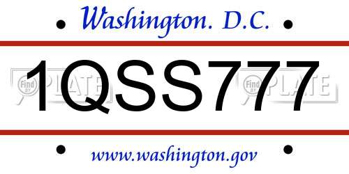 1QSS777 District Of Columbia License Plate