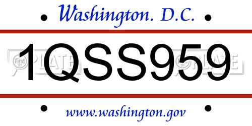 1QSS959 District Of Columbia License Plate