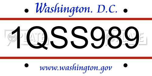 1QSS989 District Of Columbia License Plate