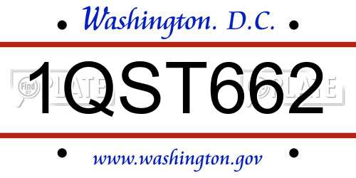 1QST662 District Of Columbia License Plate