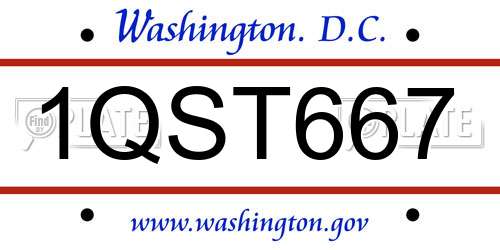 1QST667 District Of Columbia License Plate