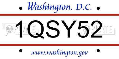 1QSY52 District Of Columbia License Plate