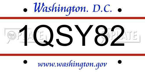 1QSY82 District Of Columbia License Plate