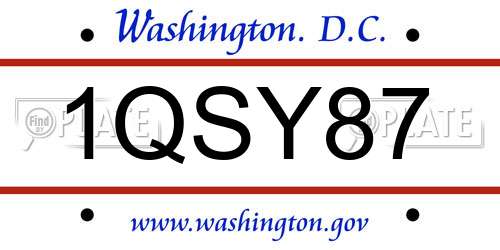 1QSY87 District Of Columbia License Plate