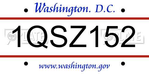 1QSZ152 District Of Columbia License Plate