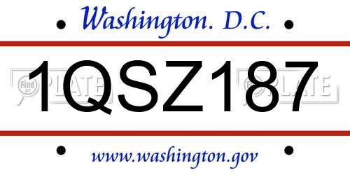 1QSZ187 District Of Columbia License Plate