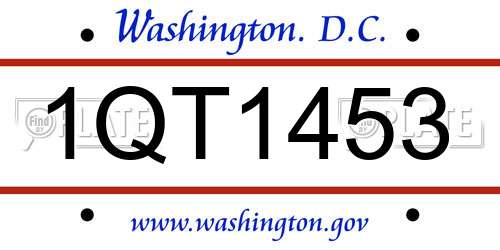 1QT1453 District Of Columbia License Plate