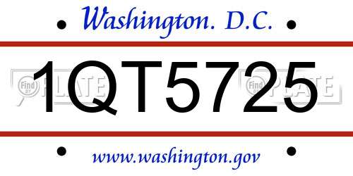 1QT5725 District Of Columbia License Plate