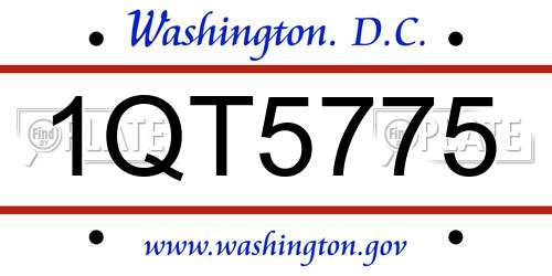 1QT5775 District Of Columbia License Plate