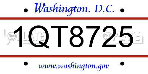 1QT8725 District Of Columbia License Plate