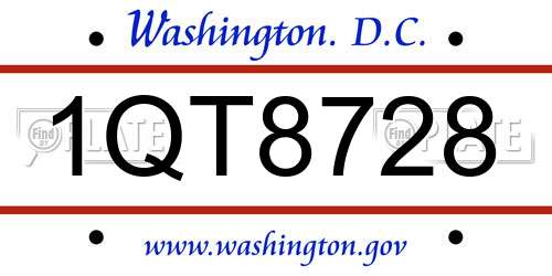 1QT8728 District Of Columbia License Plate
