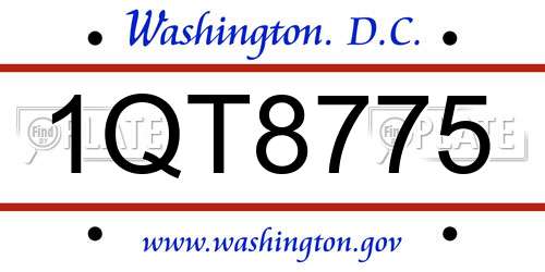 1QT8775 District Of Columbia License Plate