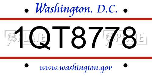 1QT8778 District Of Columbia License Plate