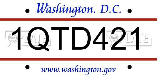 1QTD421 District Of Columbia License Plate