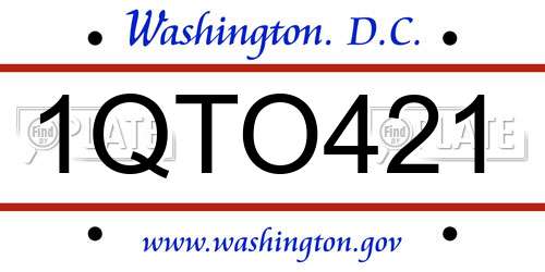 1QTO421 District Of Columbia License Plate