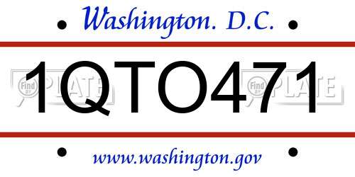 1QTO471 District Of Columbia License Plate