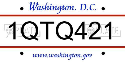 1QTQ421 District Of Columbia License Plate