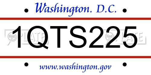 1QTS225 District Of Columbia License Plate