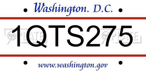 1QTS275 District Of Columbia License Plate