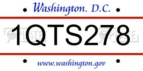 1QTS278 District Of Columbia License Plate