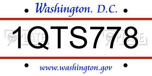1QTS778 District Of Columbia License Plate