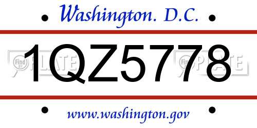 1QZ5778 District Of Columbia License Plate