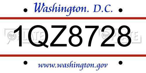 1QZ8728 District Of Columbia License Plate