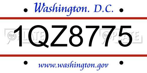 1QZ8775 District Of Columbia License Plate