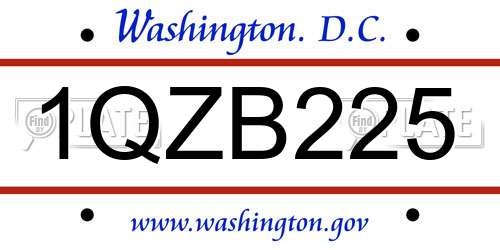 1QZB225 District Of Columbia License Plate