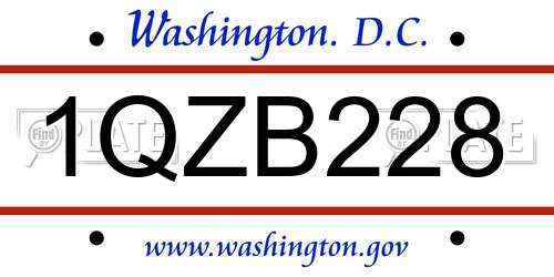 1QZB228 District Of Columbia License Plate