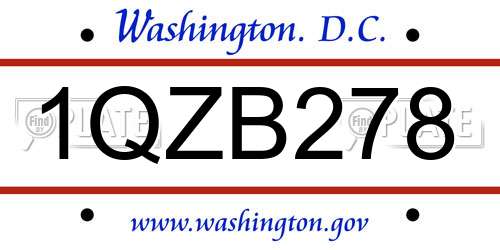 1QZB278 District Of Columbia License Plate