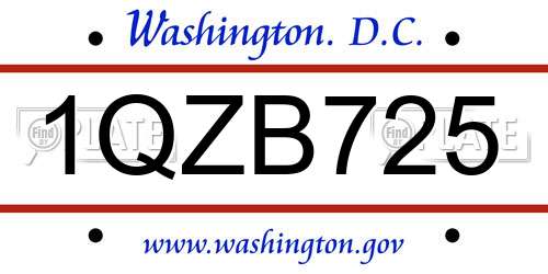 1QZB725 District Of Columbia License Plate