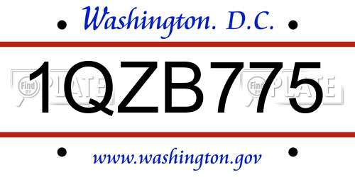 1QZB775 District Of Columbia License Plate