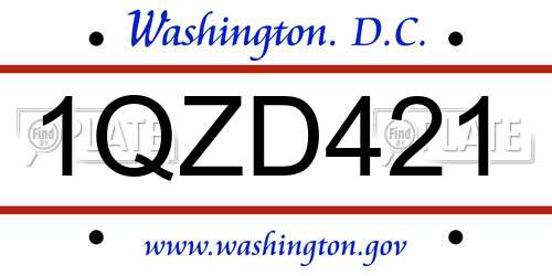 1QZD421 District Of Columbia License Plate