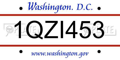 1QZI453 District Of Columbia License Plate