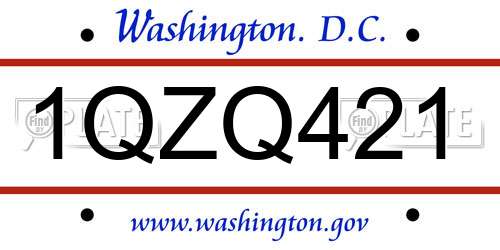 1QZQ421 District Of Columbia License Plate