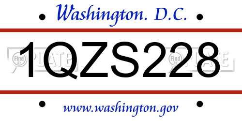 1QZS228 District Of Columbia License Plate