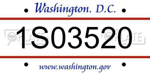 1S03520 District Of Columbia License Plate