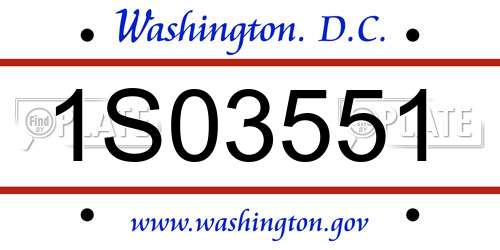 1S03551 District Of Columbia License Plate