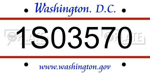 1S03570 District Of Columbia License Plate
