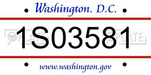 1S03581 District Of Columbia License Plate