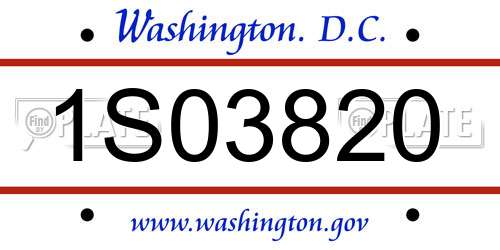 1S03820 District Of Columbia License Plate