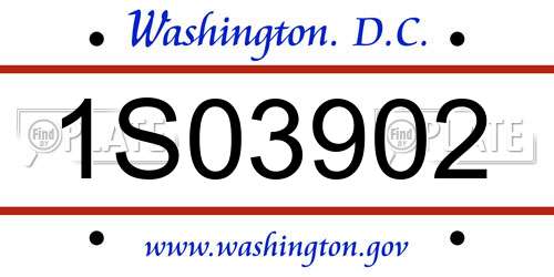 1S03902 District Of Columbia License Plate