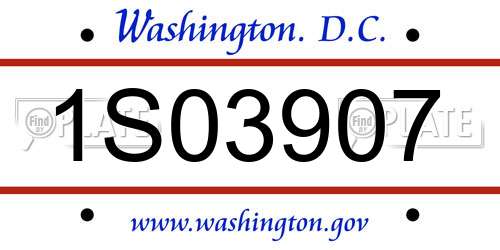 1S03907 District Of Columbia License Plate